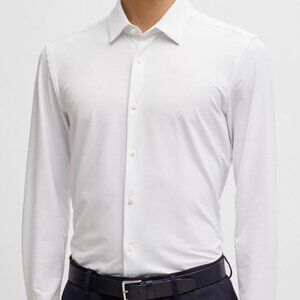 HUGO BOSS Slim-fit shirt in performance (NEW with tag , White, Large)